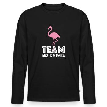 Team no calves | Fitness, calf training - Men's Premium Organic Long Sleeve Shirt - black - Front - Nico (187cm)
