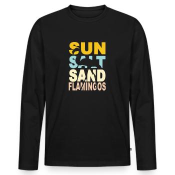 SUN SALT SAND Flamingos - Männer Premium Bio Langarmshirt - Schwarz - Vorne - Nico (187cm)