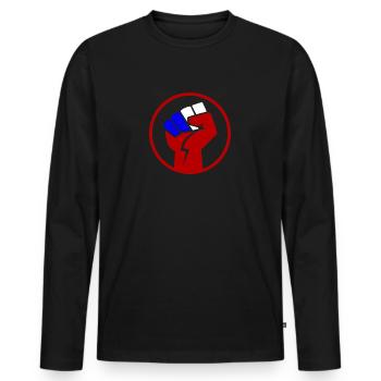 Red white blue fist - Men's Premium Organic Long Sleeve Shirt - black - Front - Nico (187cm)