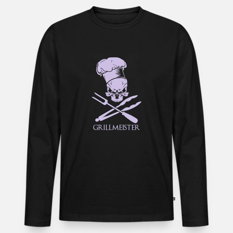 Grillmeister - Männer Premium Bio Langarmshirt - Schwarz