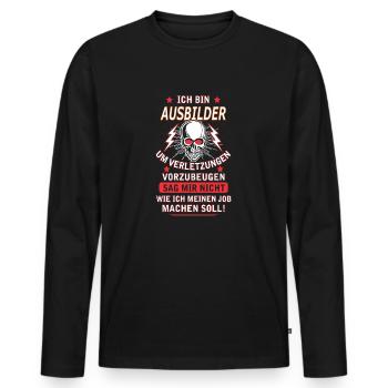 AUSBILDER - Männer Premium Bio Langarmshirt - Schwarz - Vorne - Nico (187cm)