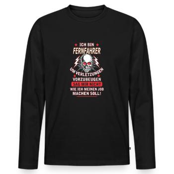 FERNFAHRER - Männer Premium Bio Langarmshirt - Schwarz - Vorne - Nico (187cm)