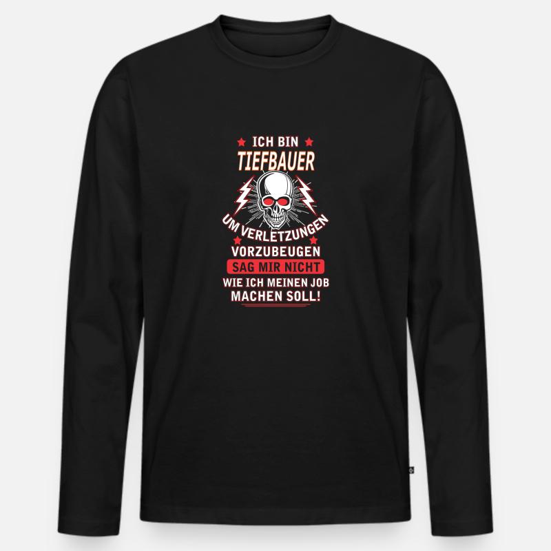TIEFBAUER - Männer Premium Bio Langarmshirt - Schwarz