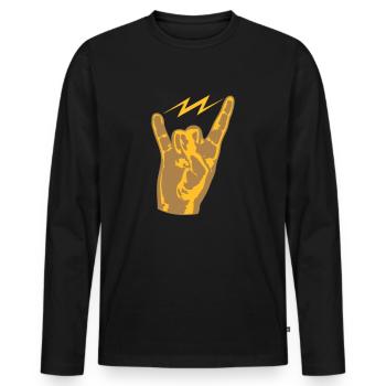 hand finger heavy metal hard rock konzert musik pa - Männer Premium Bio Langarmshirt - Schwarz - Vorne - Nico (187cm)
