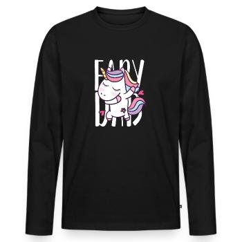 FAIRY DAB, Dabbing Unicorn, Einhorn Dab - Männer Premium Bio Langarmshirt - Schwarz - Vorne - Nico (187cm)