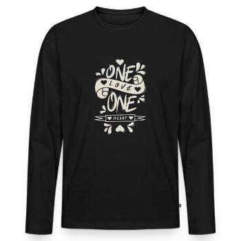 One Love One Heart - Men's Premium Organic Long Sleeve Shirt - black - Front - Nico (187cm)