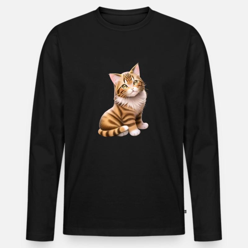 Die rote Katze - Männer Premium Bio Langarmshirt - Schwarz
