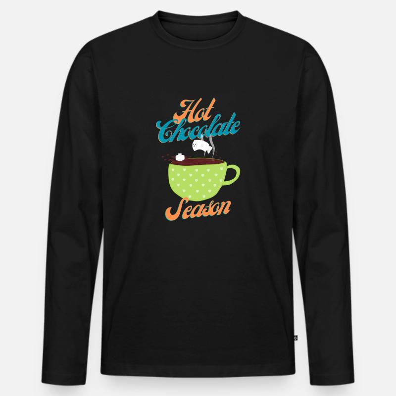 Hot Chocolate Season - Männer Premium Bio Langarmshirt - Schwarz