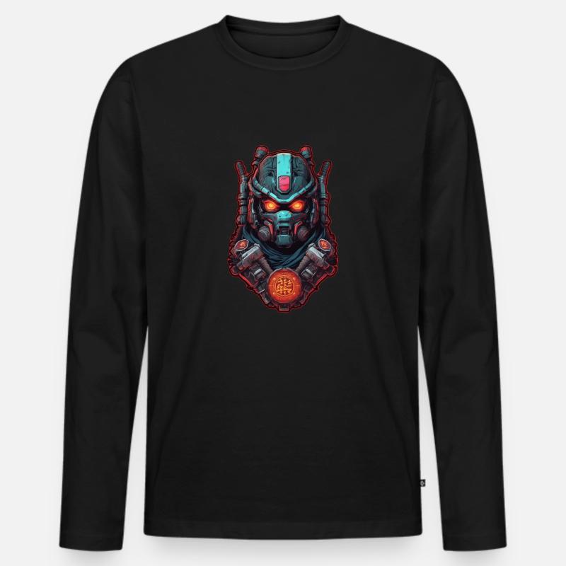 Samurai Warrior - Japan - Roboter - Männer Premium Bio Langarmshirt - Schwarz