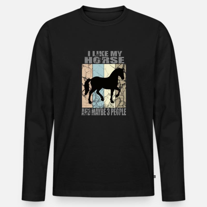 Liebe zu Pferden - Männer Premium Bio Langarmshirt - Schwarz