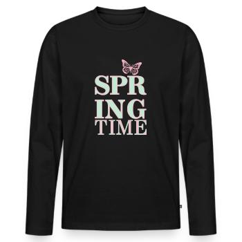 Spring Time - Spring is here! - Men's Premium Organic Long Sleeve Shirt - black - Front - Nico (187cm)