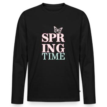 Spring Time - Spring is here! - Men's Premium Organic Long Sleeve Shirt - black - Front - Nico (187cm)
