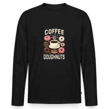 Kaffee-Krapfen - Männer Premium Bio Langarmshirt - Schwarz - Vorne - Nico (187cm)
