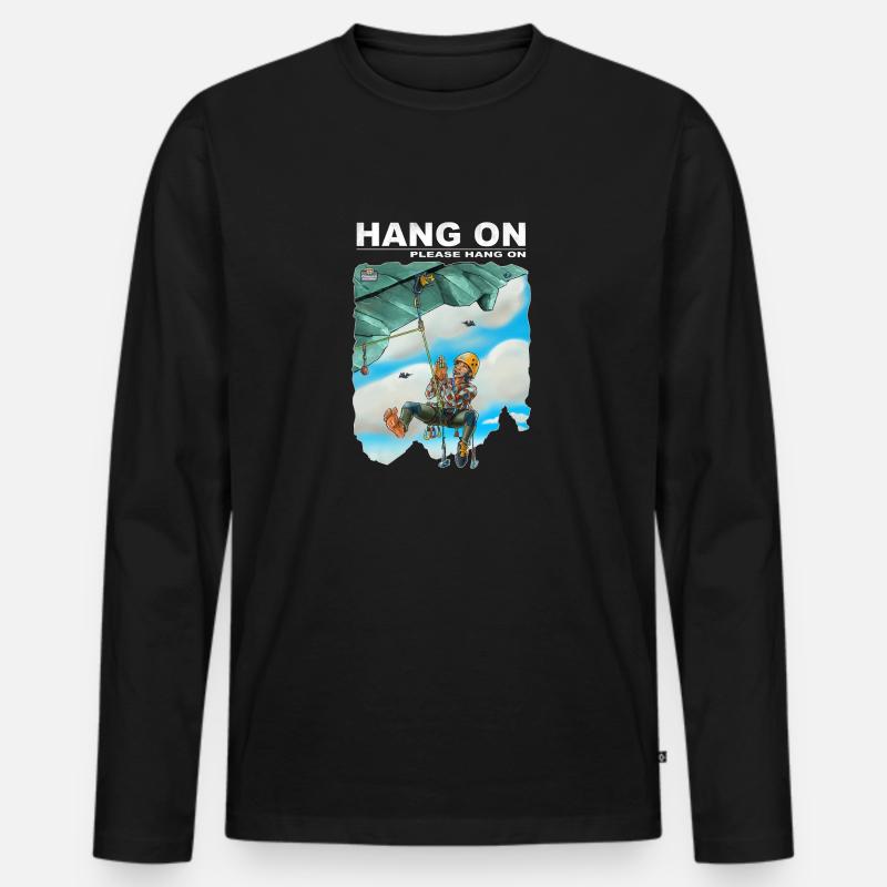 Hängen Sie ein bitte hängen - Männer Premium Bio Langarmshirt - Schwarz
