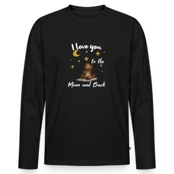 je t'aime à la lune et en arrière les petites étoiles d'ours - T-shirt manches longues Premium bio Homme - noir - Devant - Nico (187cm)