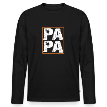 Papa ist der Beste - Papa ist unser Held - Männer Premium Bio Langarmshirt - Schwarz - Vorne - Nico (187cm)