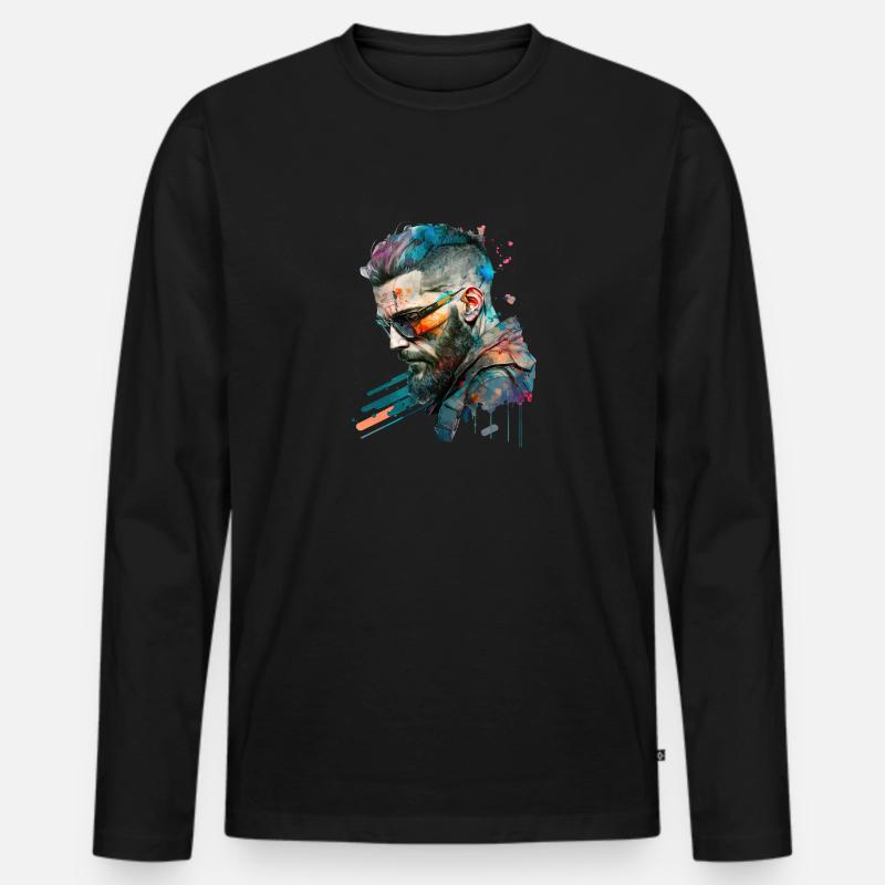 Cyber dystopic No102 - Männer Premium Bio Langarmshirt - Schwarz