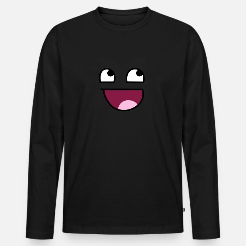 Happy Face - Männer Premium Bio Langarmshirt - Schwarz