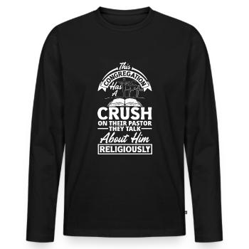 Pastor Appreciation Preacher Clergy Christian - Men's Premium Organic Long Sleeve Shirt - black - Front - Nico (187cm)