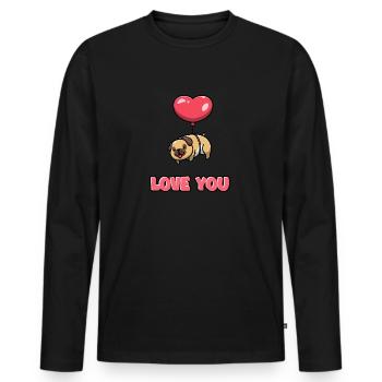 Love You - Men's Premium Organic Long Sleeve Shirt - black - Front - Nico (187cm)