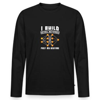 I Build Neural Networks Past My Bedtime - Männer Premium Bio Langarmshirt - Schwarz - Vorne - Nico (187cm)
