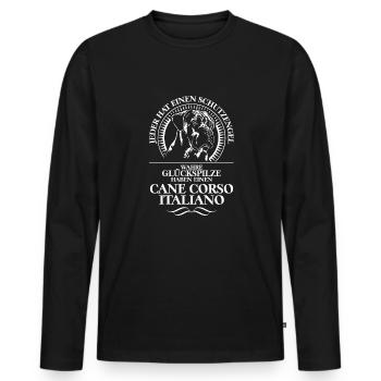 CANE CORSO ITALIANO Schutzengel Spruch Wilsigns - Männer Premium Bio Langarmshirt - Schwarz - Vorne - Nico (187cm)