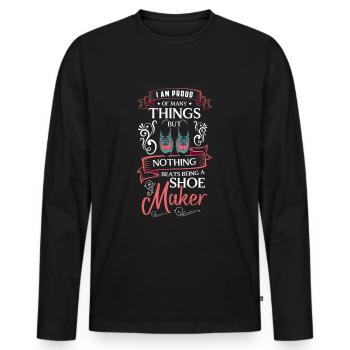 Travail de bottes de cordonnier - T-shirt manches longues Premium bio Homme - noir - Devant - Nico (187cm)