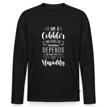 Schuster Beruf Stiefel Leder - Männer Premium Bio Langarmshirt - Schwarz - Vorne - Nico (187cm)