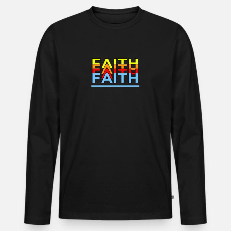 FAITH - Männer Premium Bio Langarmshirt - Schwarz