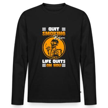 Nicotine Tabac Santé - T-shirt manches longues Premium bio Homme - noir - Devant - Nico (187cm)