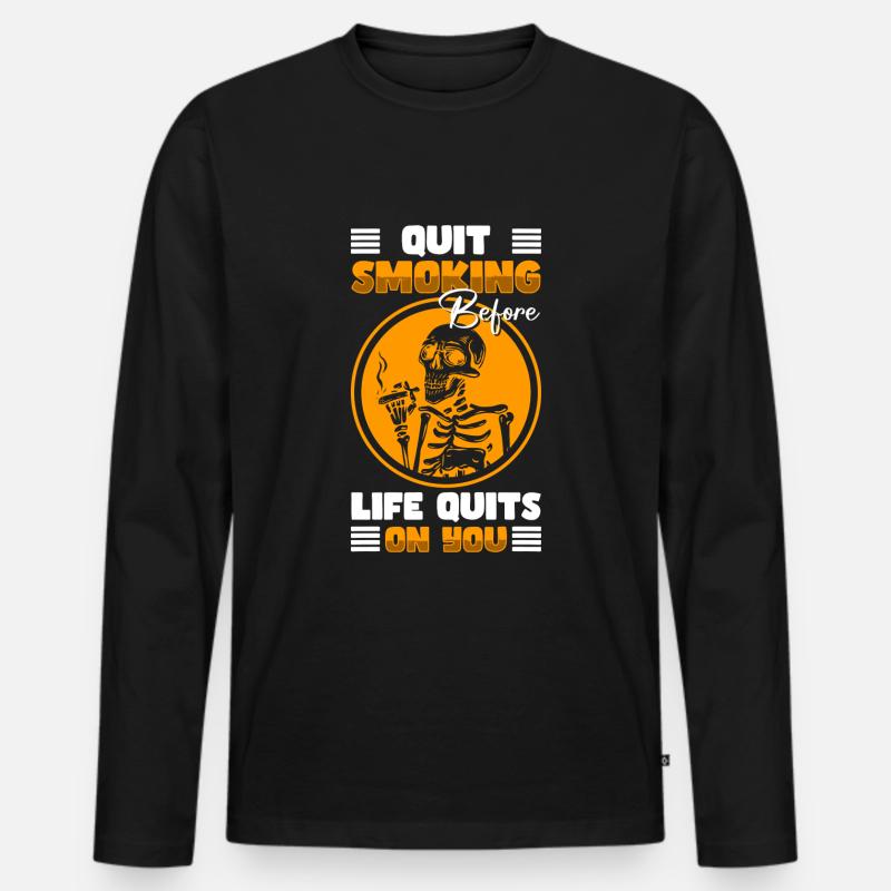 Nikotin Tabak Gesundheit - Männer Premium Bio Langarmshirt - Schwarz