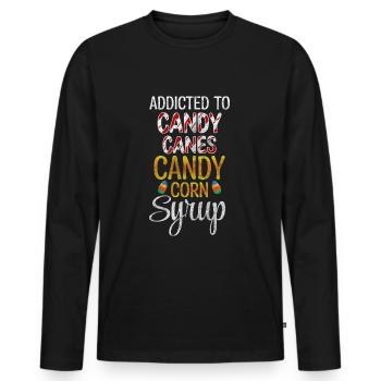 Dessert sucette gourmande - T-shirt manches longues Premium bio Homme - noir - Devant - Nico (187cm)