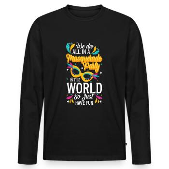 Verkleidung Kostümfest Mardi Gras Zweites Gesicht - Männer Premium Bio Langarmshirt - Schwarz - Vorne - Nico (187cm)