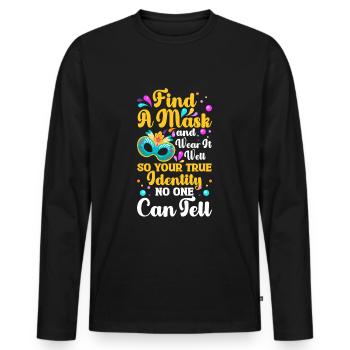Fête masquée Stranger - T-shirt manches longues Premium bio Homme - noir - Devant - Nico (187cm)
