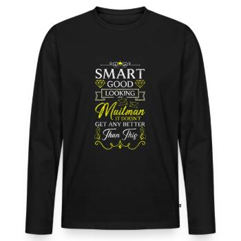 Postman Parcels Courier Letter Carrier - Men's Premium Organic Long Sleeve Shirt - black - Front - Nico (187cm)