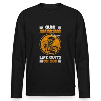 Arrêter de fumer Cigarettes Glow Sticks - T-shirt manches longues Premium bio Homme - noir - Devant - Nico (187cm)