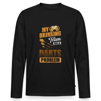 Dartspieler Bullseye - Männer Premium Bio Langarmshirt - Schwarz - Vorne - Nico (187cm)