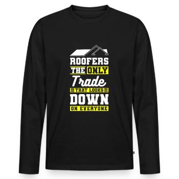 Maison sur le toit du charpentier - T-shirt manches longues Premium bio Homme - noir - Devant - Nico (187cm)