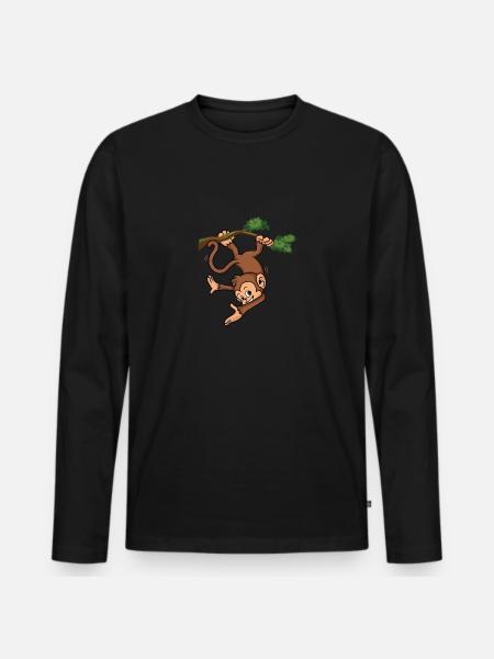 Dawing Monkey T-Shirt Funny Swipe Gif - Premium økologisk langærmet T-shirt til mænd - sort