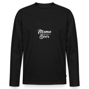 Mama Needs A Beer - Männer Premium Bio Langarmshirt - Schwarz - Vorne - Nico (187cm)