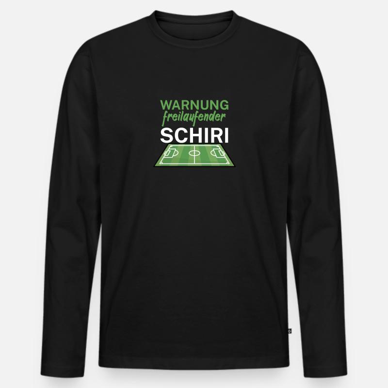 Warnung freilaufender Schiri - Männer Premium Bio Langarmshirt - Schwarz