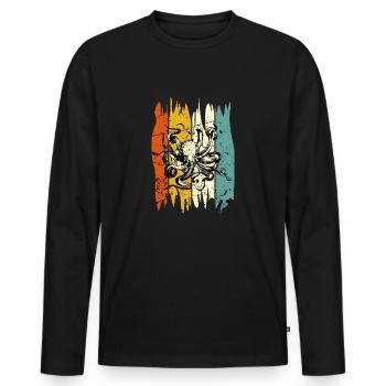 Oktopus - Männer Premium Bio Langarmshirt - Schwarz - Vorne - Nico (187cm)