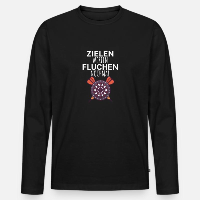 Zielen werfen fluchen nochmal - Männer Premium Bio Langarmshirt - Schwarz