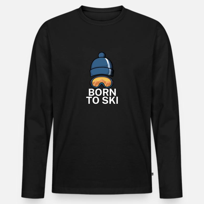 Born to ski - Männer Premium Bio Langarmshirt - Schwarz