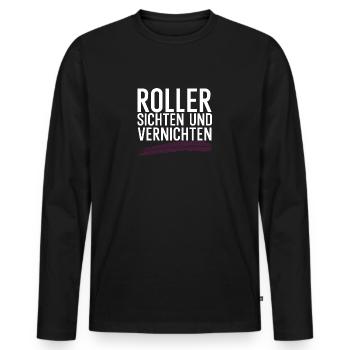 Roller sichten und vernichten - Männer Premium Bio Langarmshirt - Schwarz - Vorne - Nico (187cm)