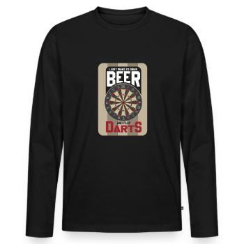 Dart & Bier Lustiger Darts Spruch - Männer Premium Bio Langarmshirt - Schwarz - Vorne - Nico (187cm)