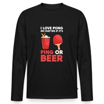 Beerpong Beer Pong J’aime le Beer Pong - T-shirt manches longues Premium bio Homme - noir - Devant - Nico (187cm)