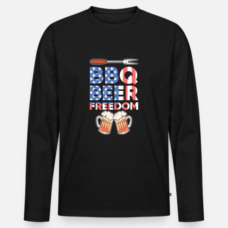 BBQ - Männer Premium Bio Langarmshirt - Schwarz