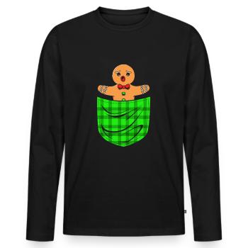 bonhomme en pain d’épice Coeur en pain d’épice Snacking en pain d’épice - T-shirt manches longues Premium bio Homme - noir - Devant - Nico (187cm)