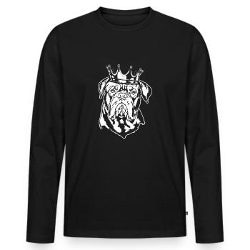 Dogue de Bordeaux Crown Dogs Dog Wilsigns - T-shirt manches longues Premium bio Homme - noir - Devant - Nico (187cm)